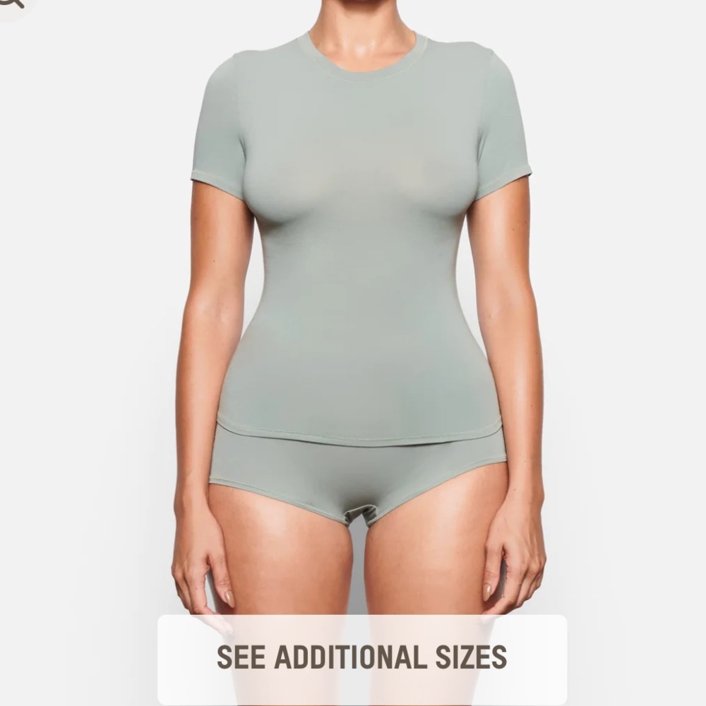 SKIMS COTTON JERSEY T-SHIRT “MINERAL”